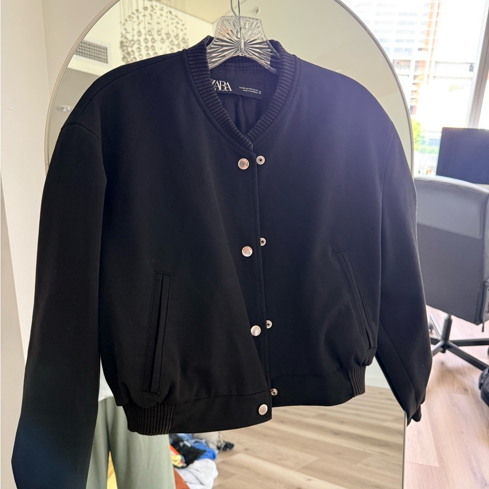 Zara Women's Black Varsity Jacket